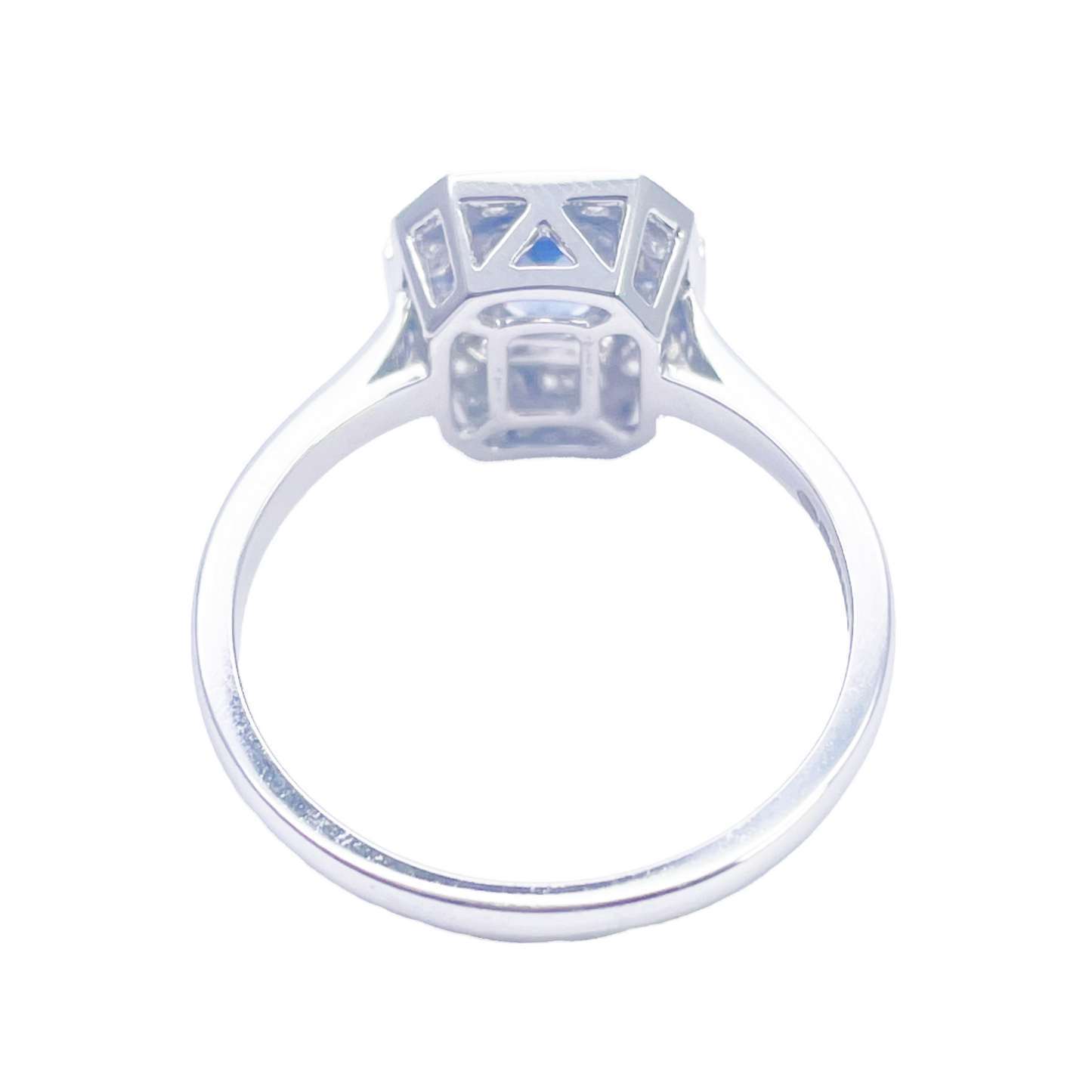Bague halo en or 18 carats avec saphir naturel et diamants, taille ronde et émeraude, 1.00 carat