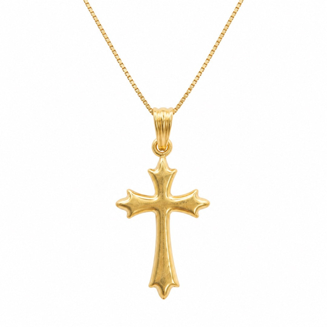 Pendentif croix léger en or jaune 22 carats, 33 mm de long, 16 mm de large
