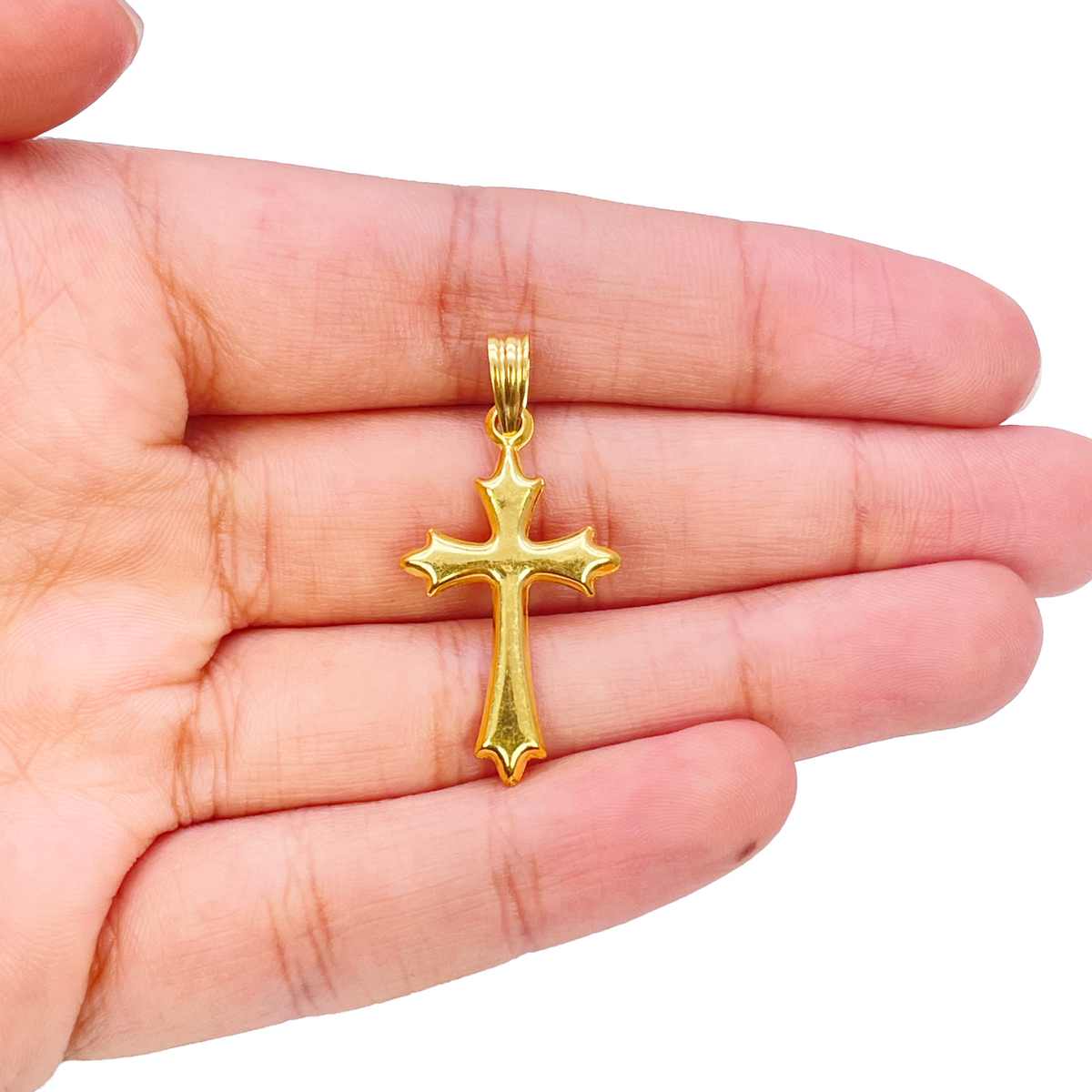 Pendentif croix léger en or jaune 22 carats, 33 mm de long, 16 mm de large