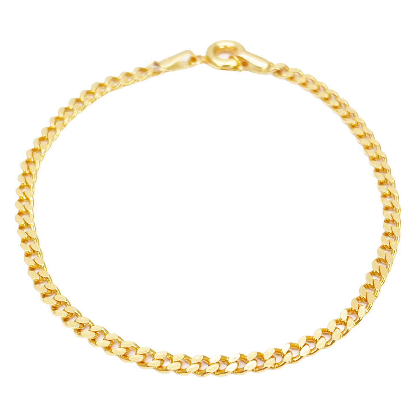 Bracelet en or 22 carats à maillons gourmette, poli miroir, 6,8 pouces