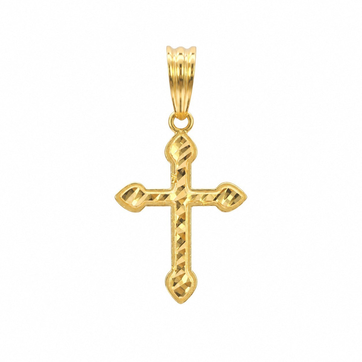 22ct Yellow Gold Diamond Cut Cross Pendant 27x14mm