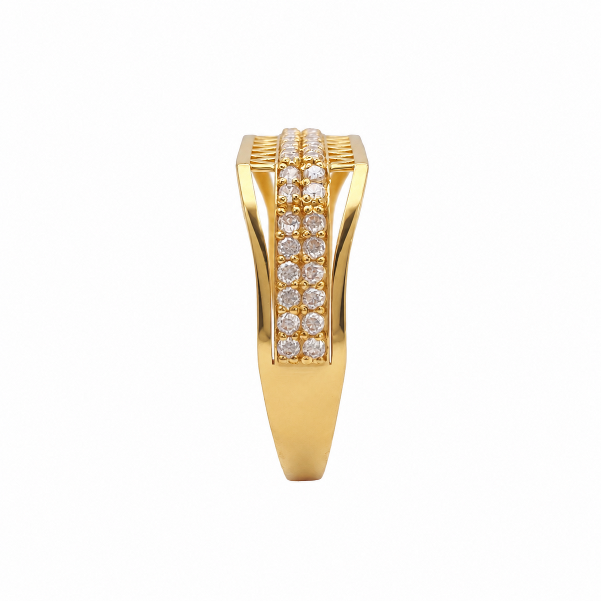 22ct Yellow Gold Cubic Zirconia Ring Chevron Cutout Cluster Set Statement