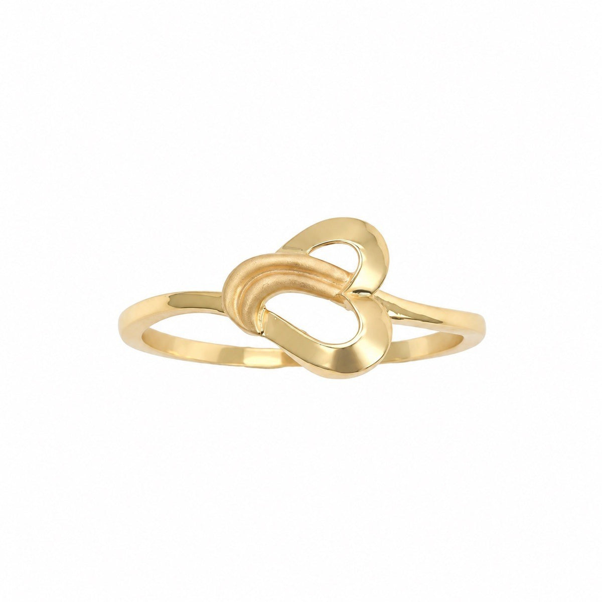 22ct Yellow Gold Heart Ring Matte & High Polished Finish Loop