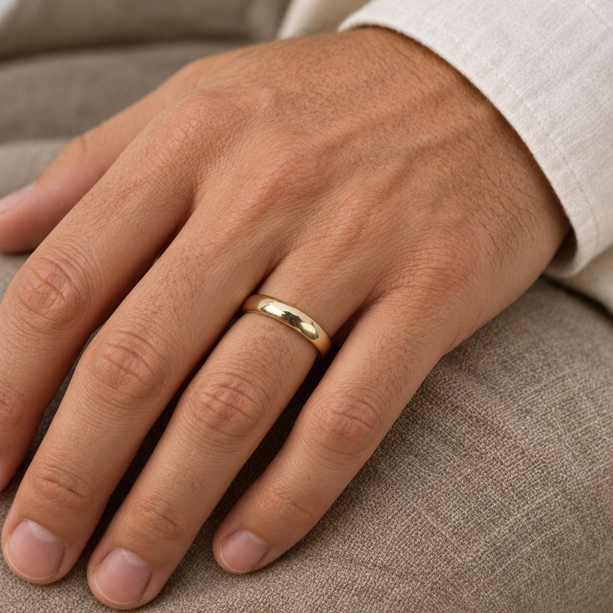 9ct Yellow Gold Plain Polished Wedding Band Ring Classic Court Shape - 4mm