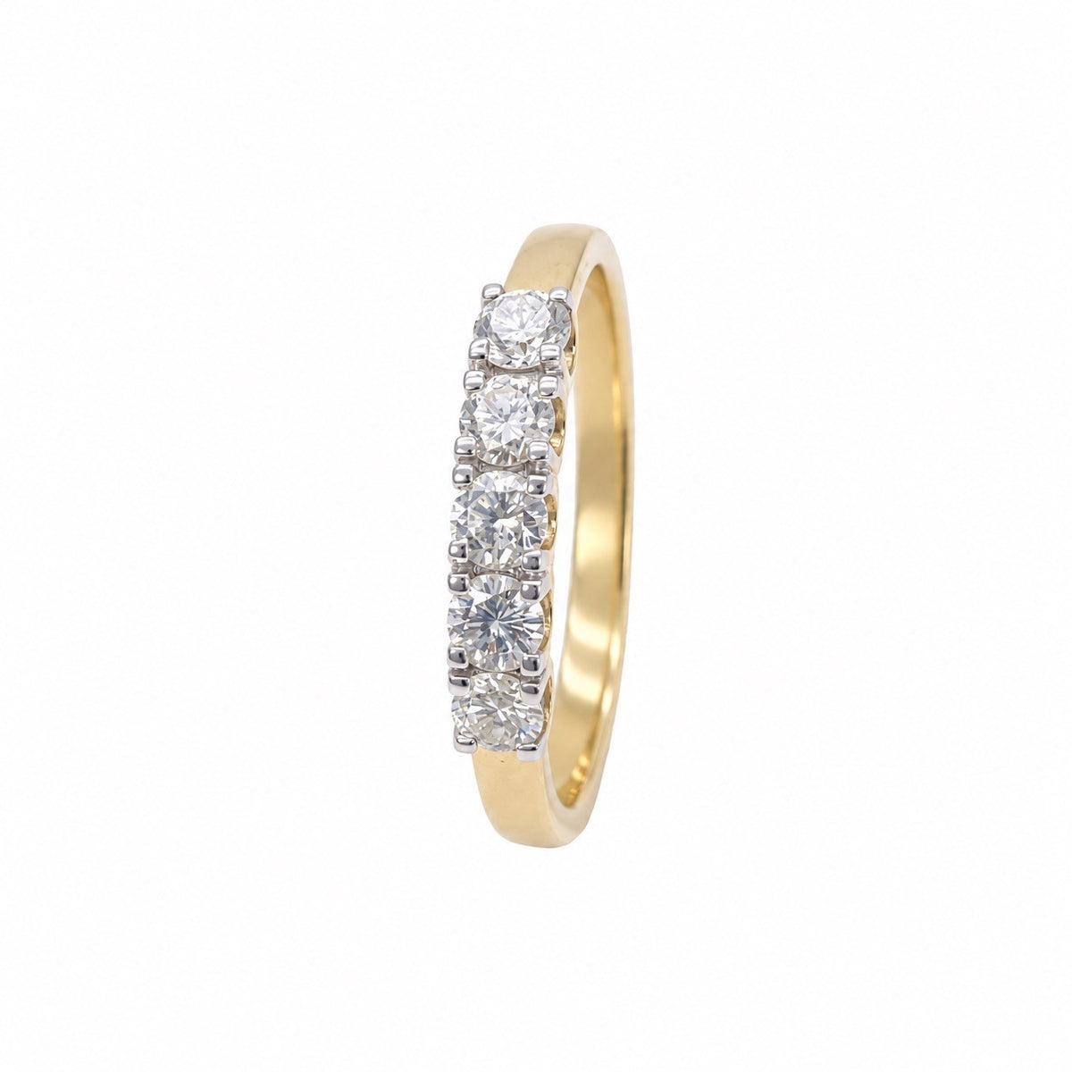 18ct Yellow Gold Natural Diamond Five Stone Ring Claw Set 0.50ct