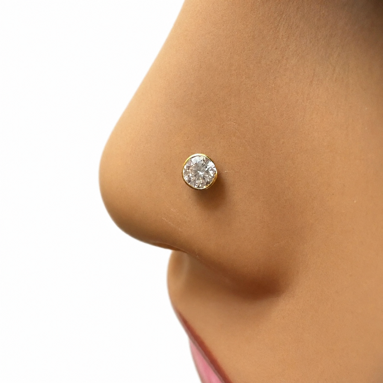 Clous de nez/bijoux de nez à vis en or jaune 22 carats et oxyde de zirconium (3,5MM-4,5MM)