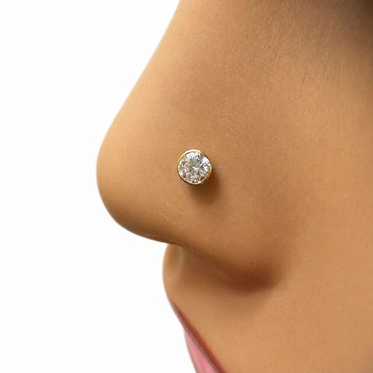 Clous de nez/bijoux de nez à vis en or jaune 22 carats et oxyde de zirconium (3,5MM-4,5MM)