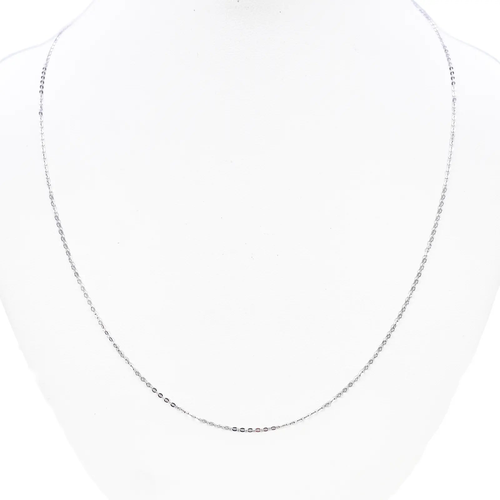 Platinum Cable Trace Link Chain Necklace 16 Inches 0.9mm Width 