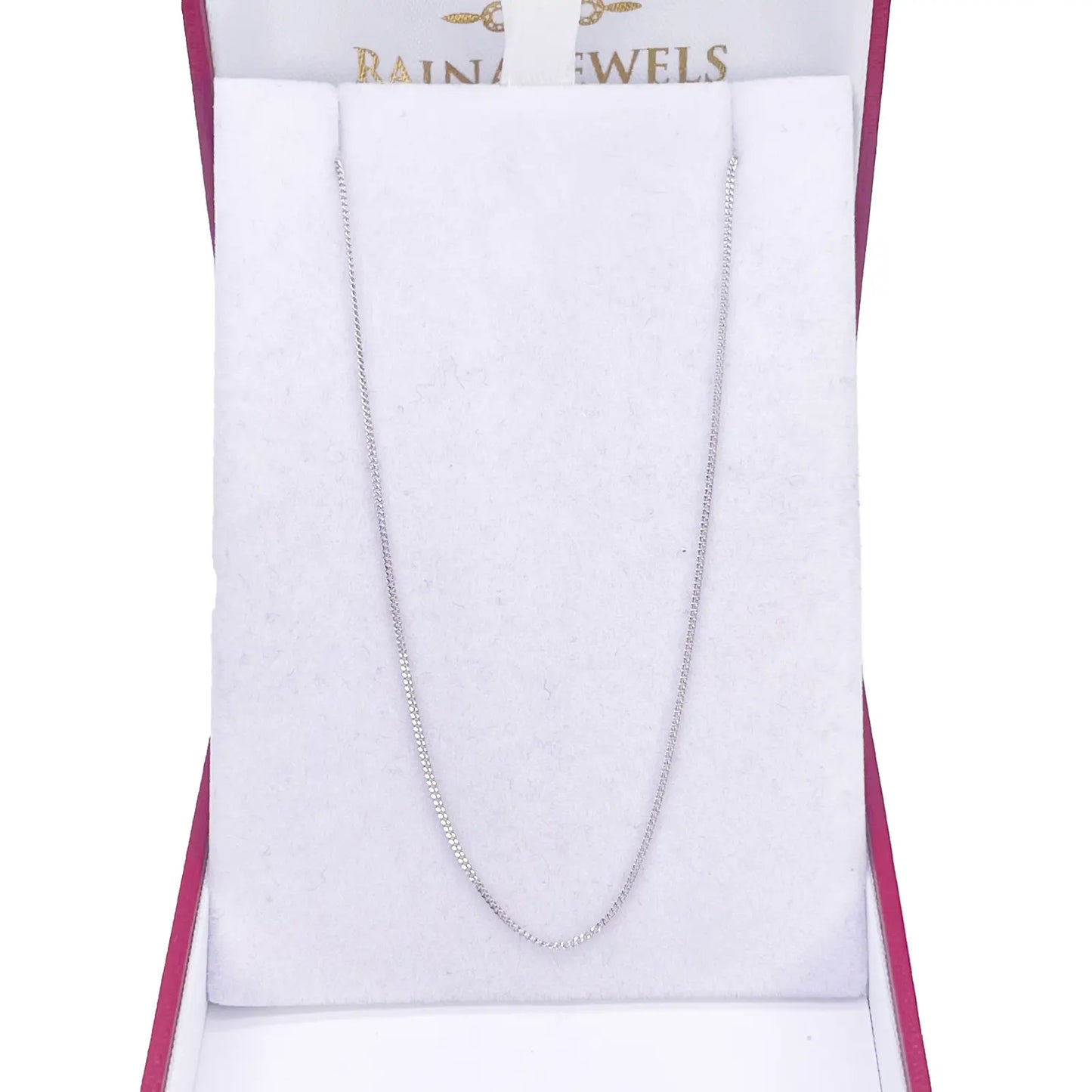 Platinum Curb Chain Necklace 18 Inches 0.8mm Width 