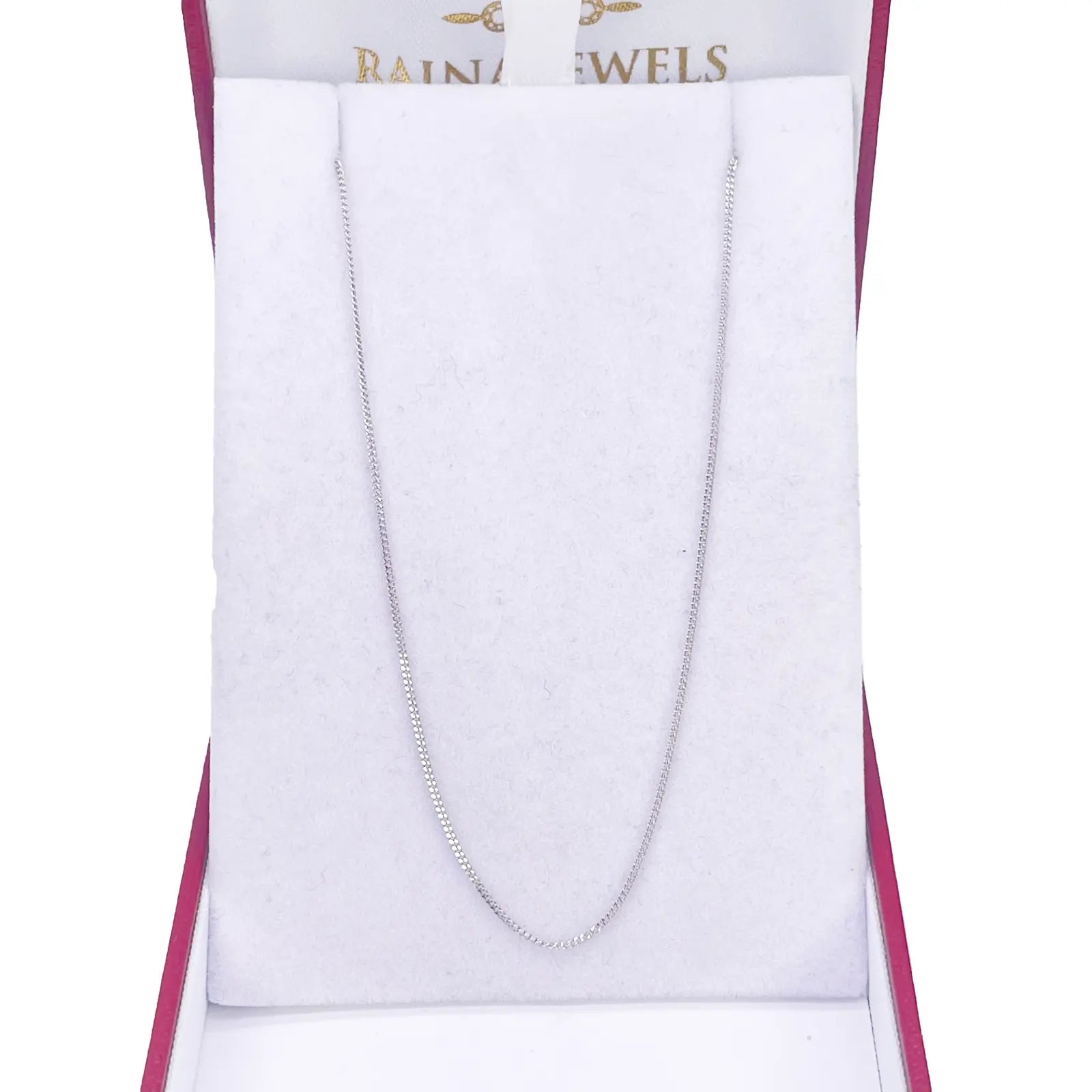Platinum Curb Chain Necklace 18 Inches 0.8mm Width 