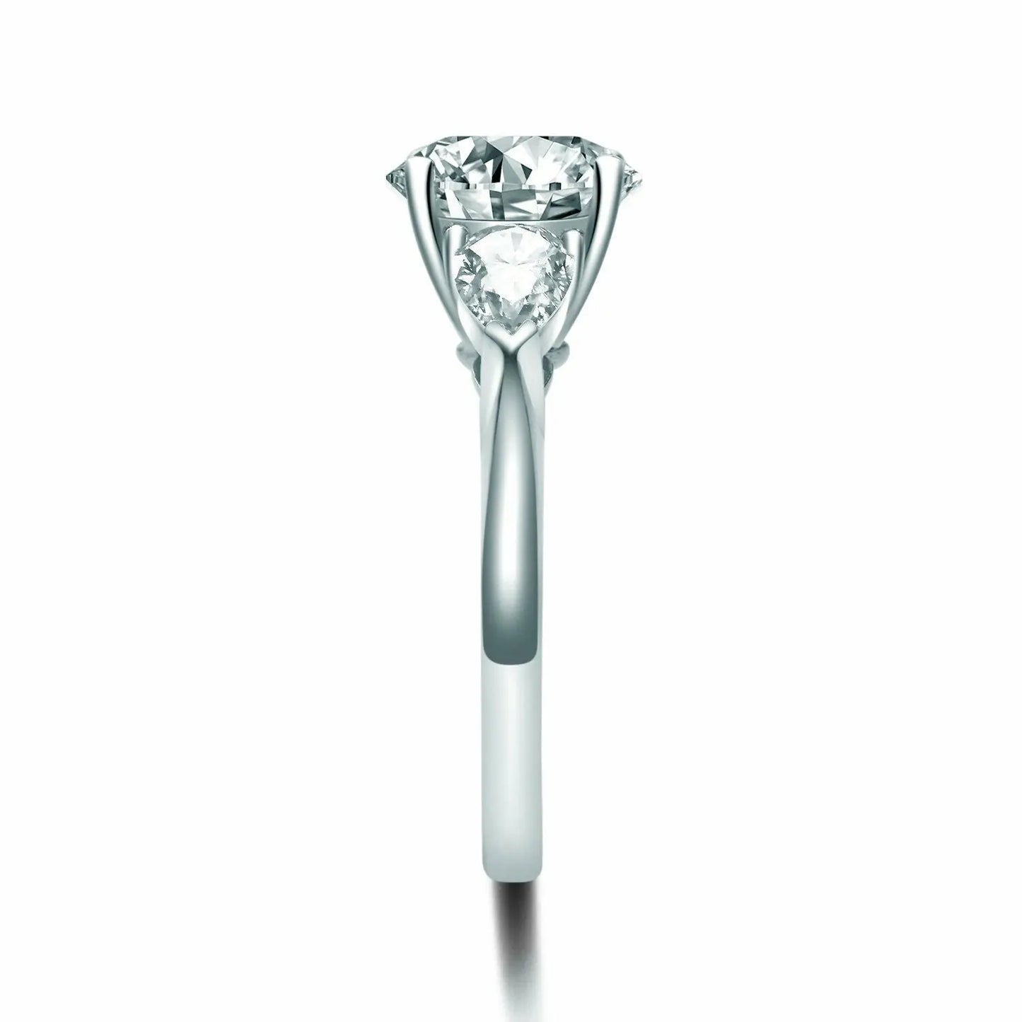 Platinum Round & Pear Natural Diamond Claw Set Trilogy Ring 1.25ct GIA Certified  Diamond Ring