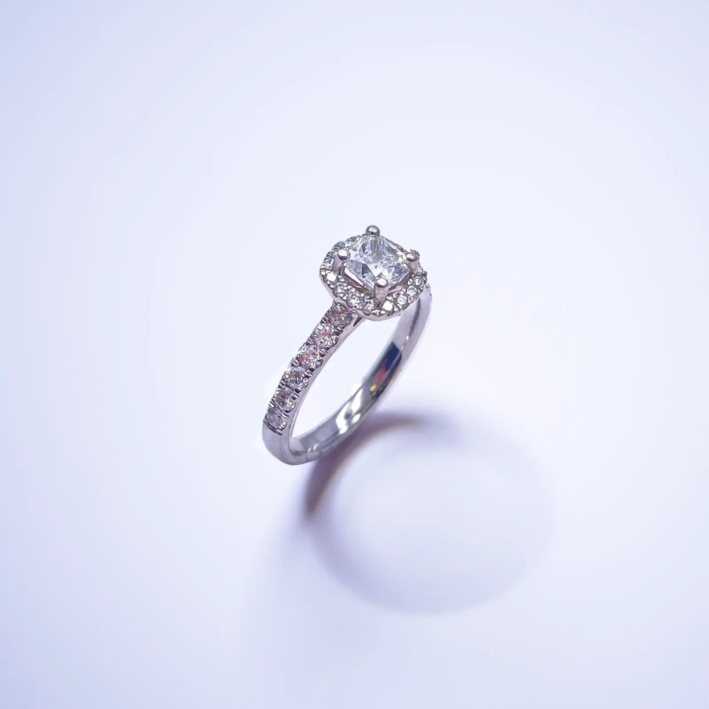 14ct White Gold 4-Claw Cushion Natural Diamond  Engagement Ring 1.28ct  Diamond Ring