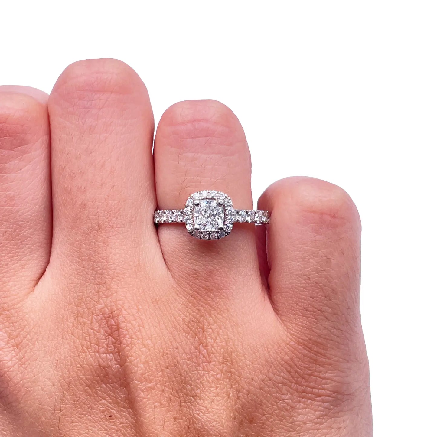 14ct White Gold 4-Claw Cushion Natural Diamond  Engagement Ring 1.28ct  Diamond Ring