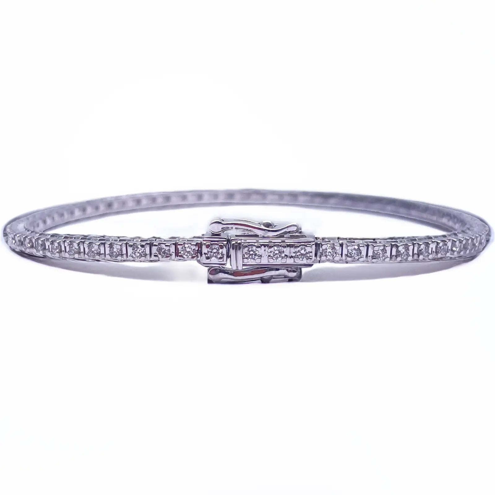 14ct White Gold Natural Diamond Tennis Bracelet 4claw 1.00ct 7''inches  Diamond Bracelets