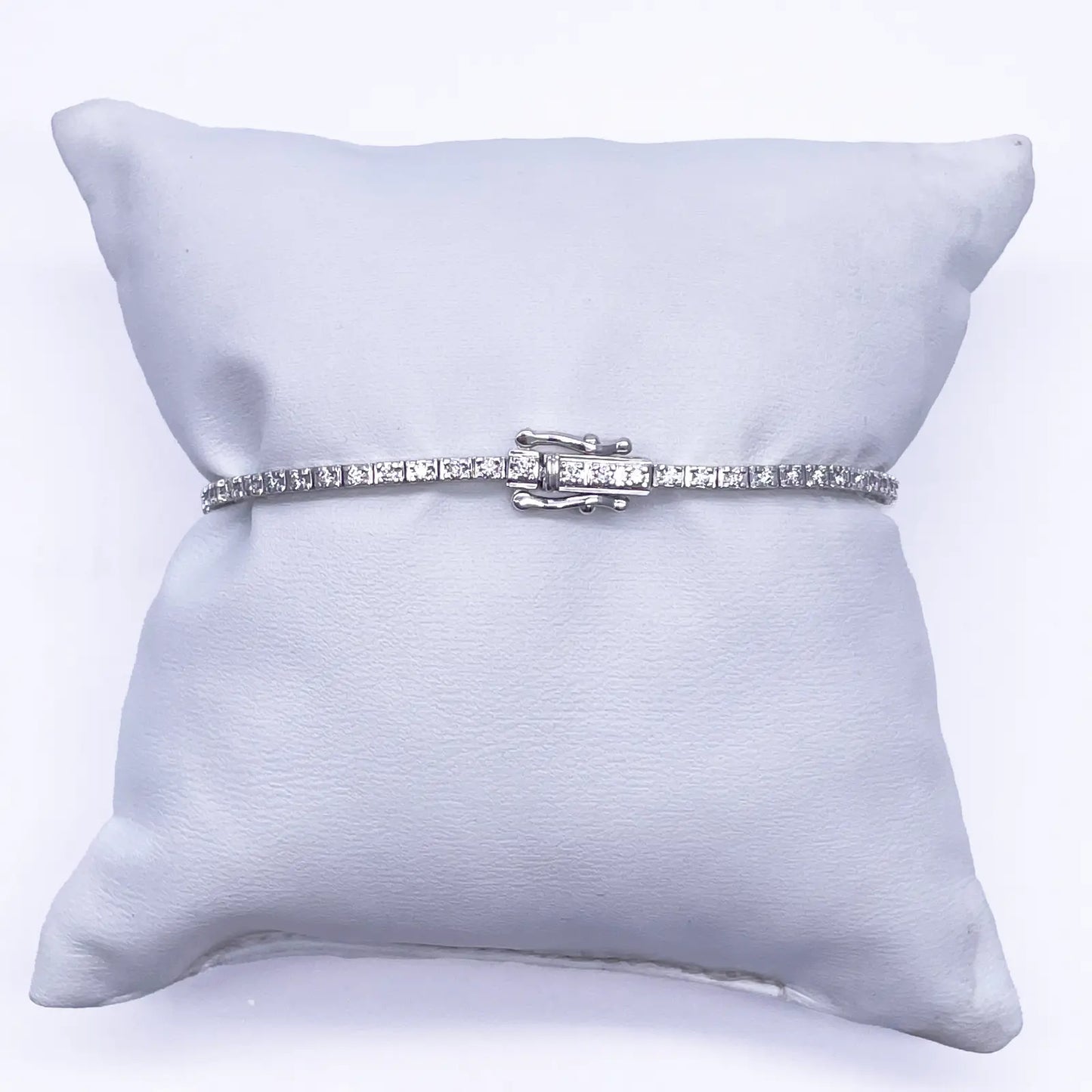14ct White Gold Natural Diamond Tennis Bracelet 4claw 1.00ct 7''inches  Diamond Bracelets