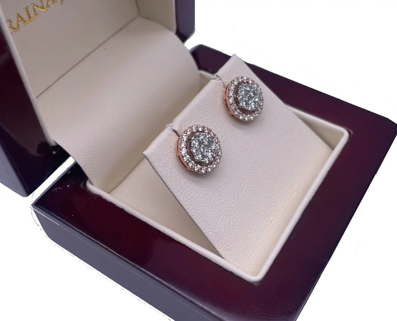 18Carat Rose Gold & Diamond Halo Pair of Studs Earrings With 0.92 Carat Diamonds  Earrings, Stud Earrings, Rose Gold Earrings, Diamond Earrings, Fine Jewellery, Jewellery Gift, Luxury, Anniversary Gift, SparklinG