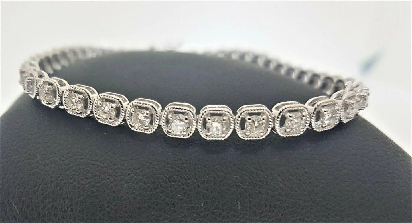 18Carat White Gold Diamond Tennis Bracelet 4claw 1.50cts 7.0''Inches Hallmarked  Diamond Bracelets