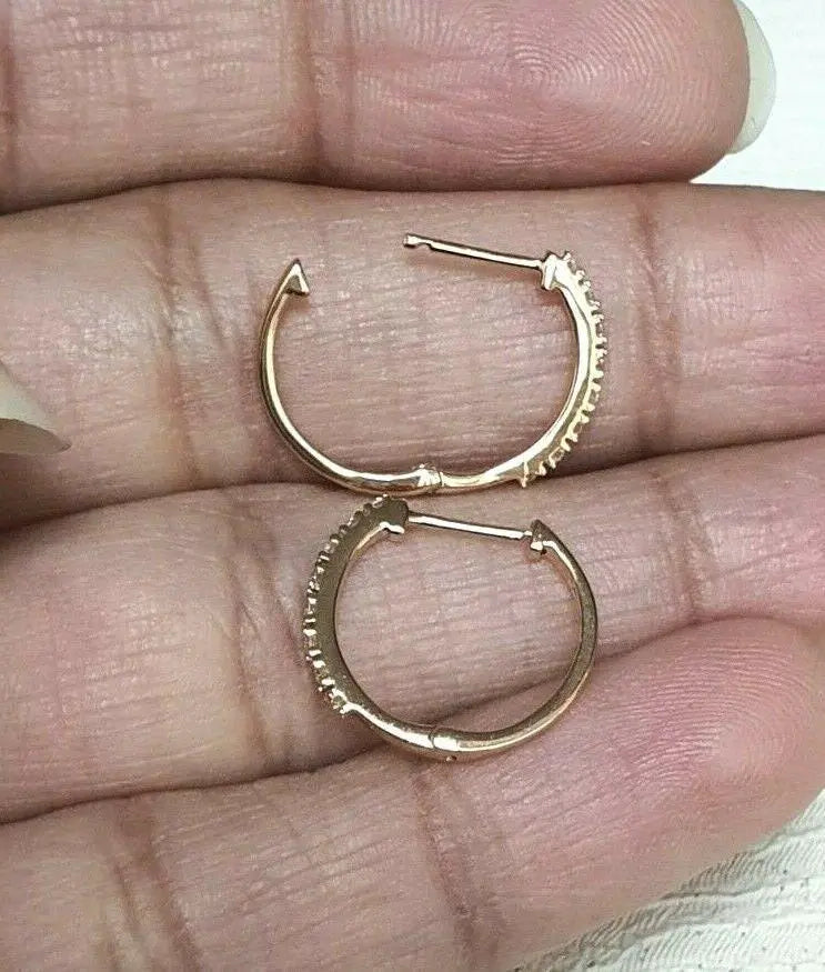 18ct Rose Gold Diamond Pair of Hoop Earrings 0.10ct 1.1mm wide 