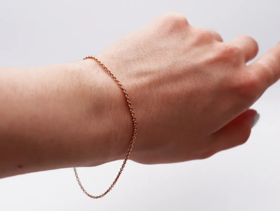18ct Rose Gold Trace Chain Bracelet 7.5 inches Hallmarked 1.9gms 