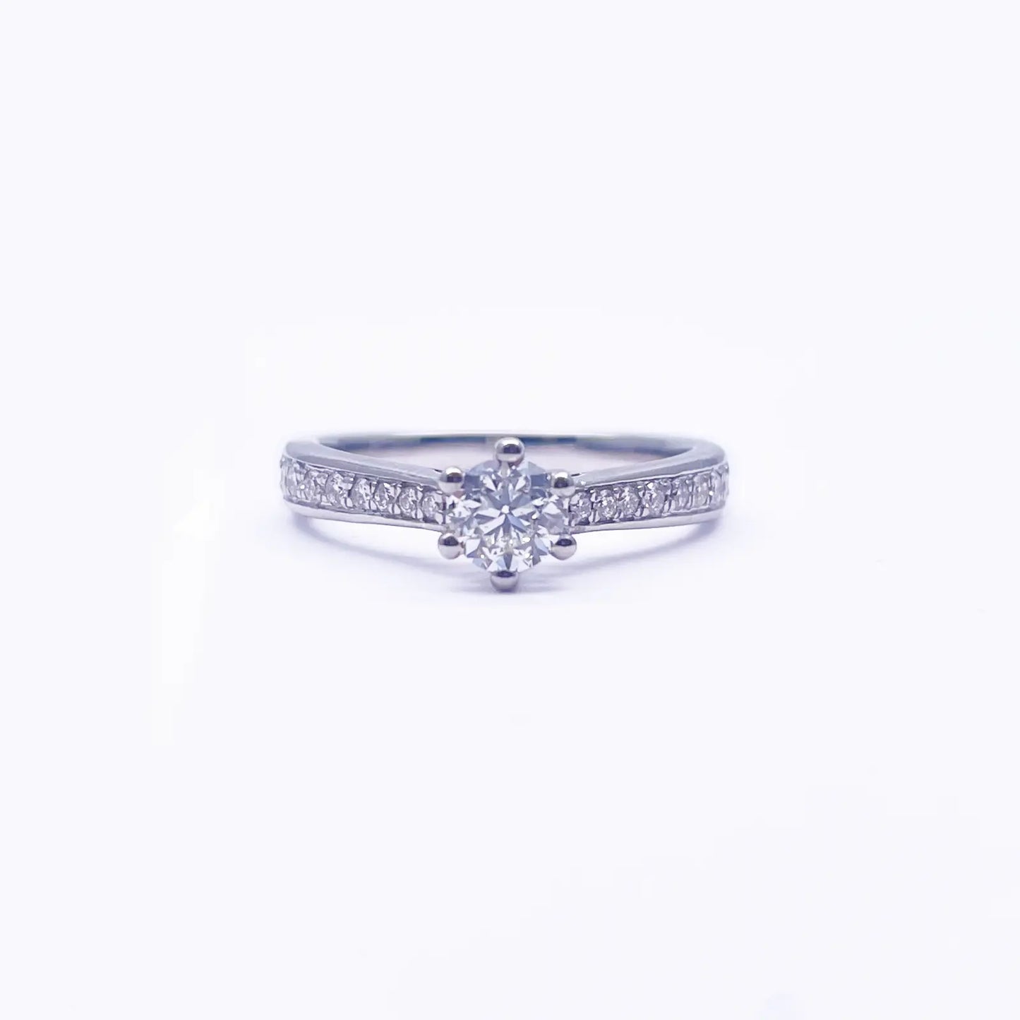 18ct White Gold 6-Claw Solitaire Natural Diamond  Engagement Ring 0.70ct 