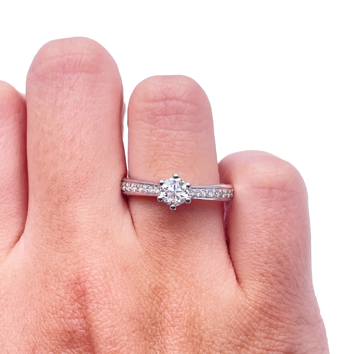 18ct White Gold 6-Claw Solitaire Natural Diamond  Engagement Ring 0.70ct 
