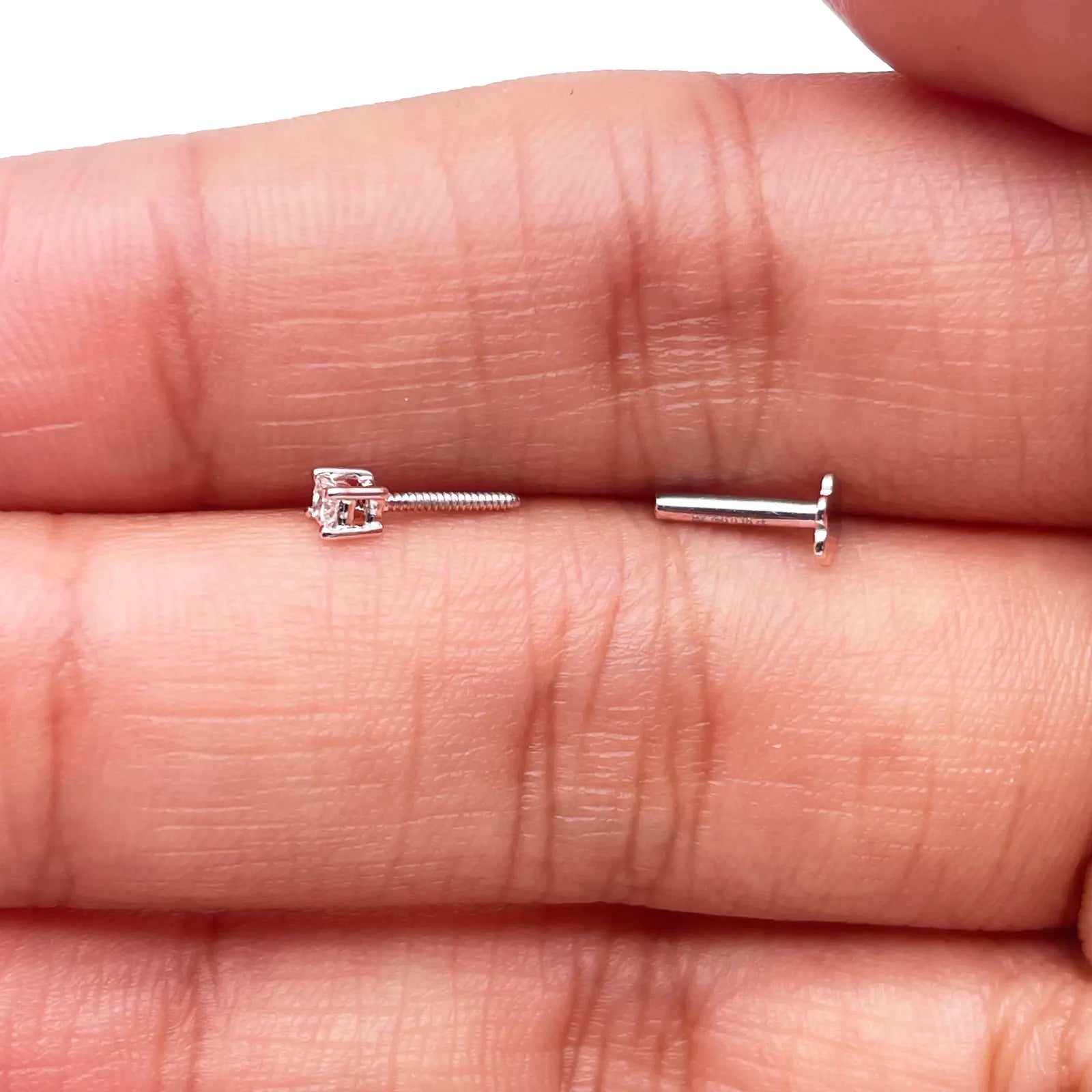 18ct White Gold Diamond Children's Earrings 0.06ct Child friendly safe & secure 