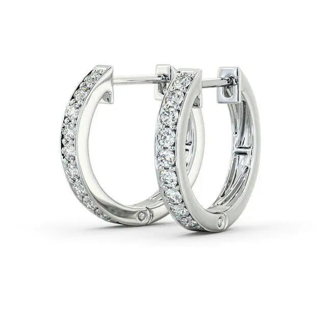 18ct White Gold Diamond Set Pair of Hoop Earrings 0.19 carats 14mm wide 