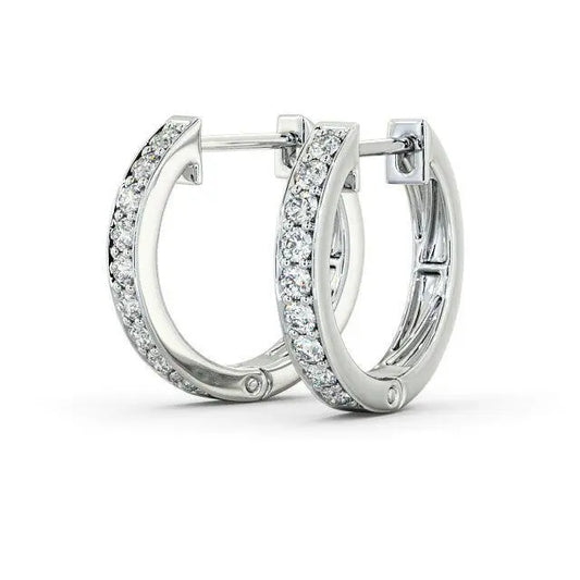 18ct White Gold Diamond Set Pair of Hoop Earrings 0.19 carats 14mm wide 