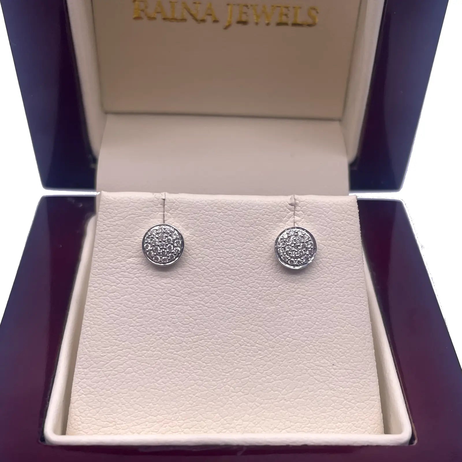 18ct White Gold Pave Round Diamonds Cluster Earrings 0.13 ct 
