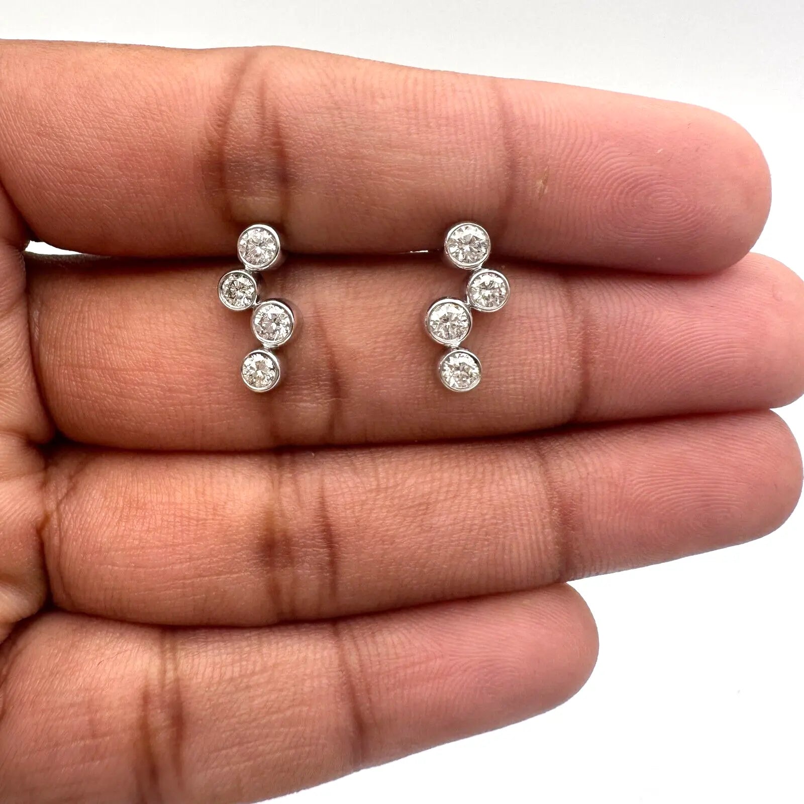 18ct White Gold & Natural Diamond Bubble Drop Earrings 0.65ct 
