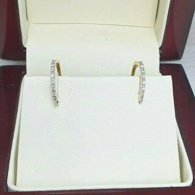 18ct Yellow Gold Diamond Pair of Hoop Earrings 0.08ct 
