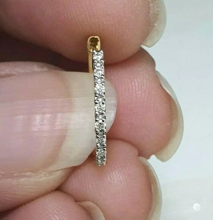 18ct Yellow Gold Diamond Pair of Hoop Earrings 0.08ct 