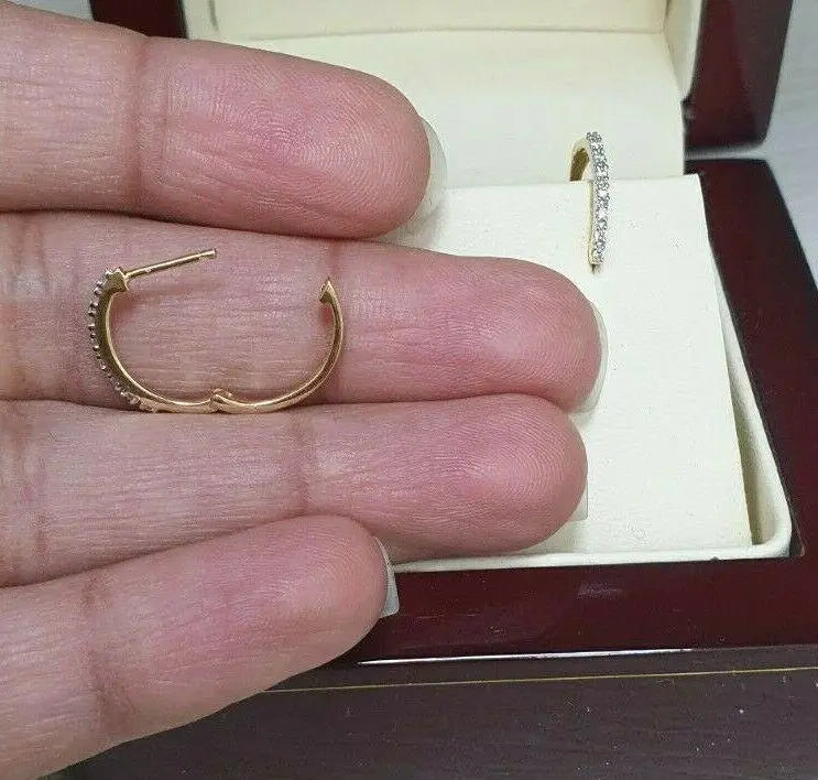 18ct Yellow Gold Diamond Pair of Hoop Earrings 0.08ct 