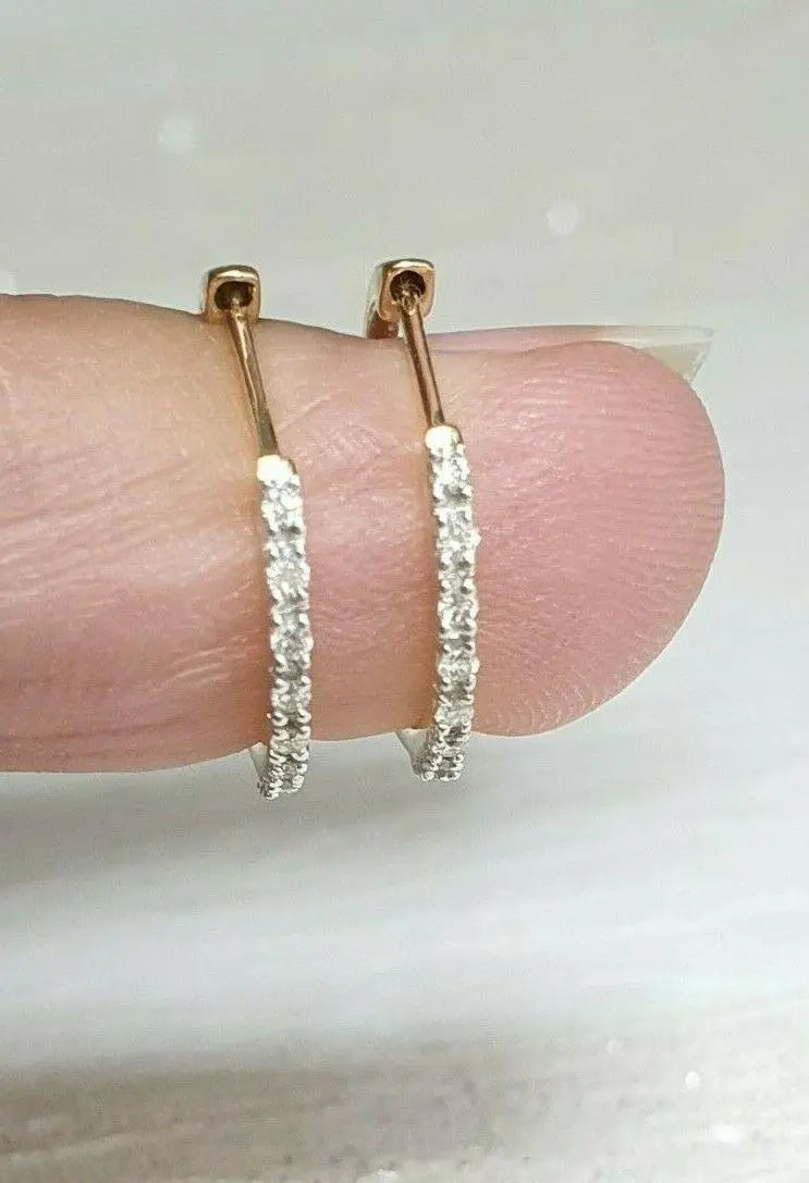 18ct Yellow Gold Diamond Pair of Hoop Earrings 0.08ct 