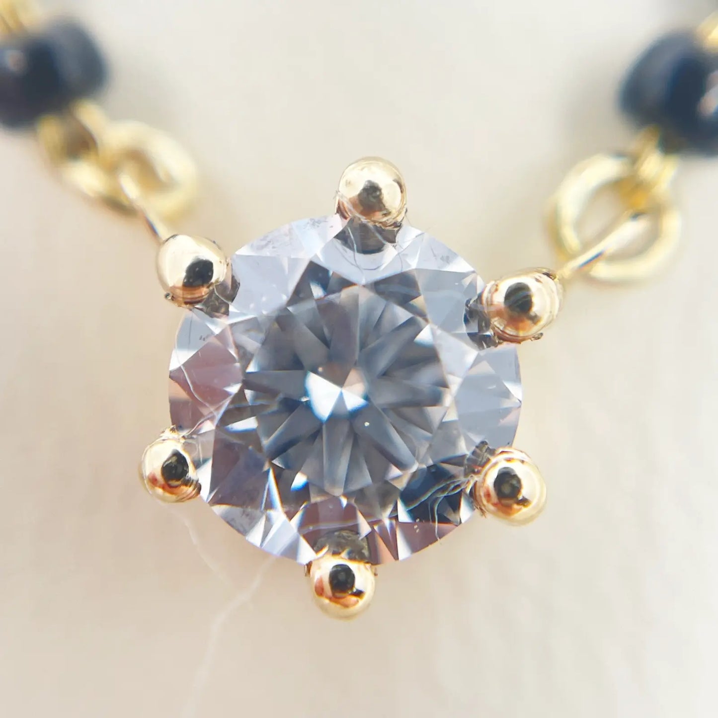 18ct Yellow Gold Lab Grown 6 Claw Diamond 0.70ct Black Beads Mangalsutra Necklace IGI Certified  Mangalsutra Chains