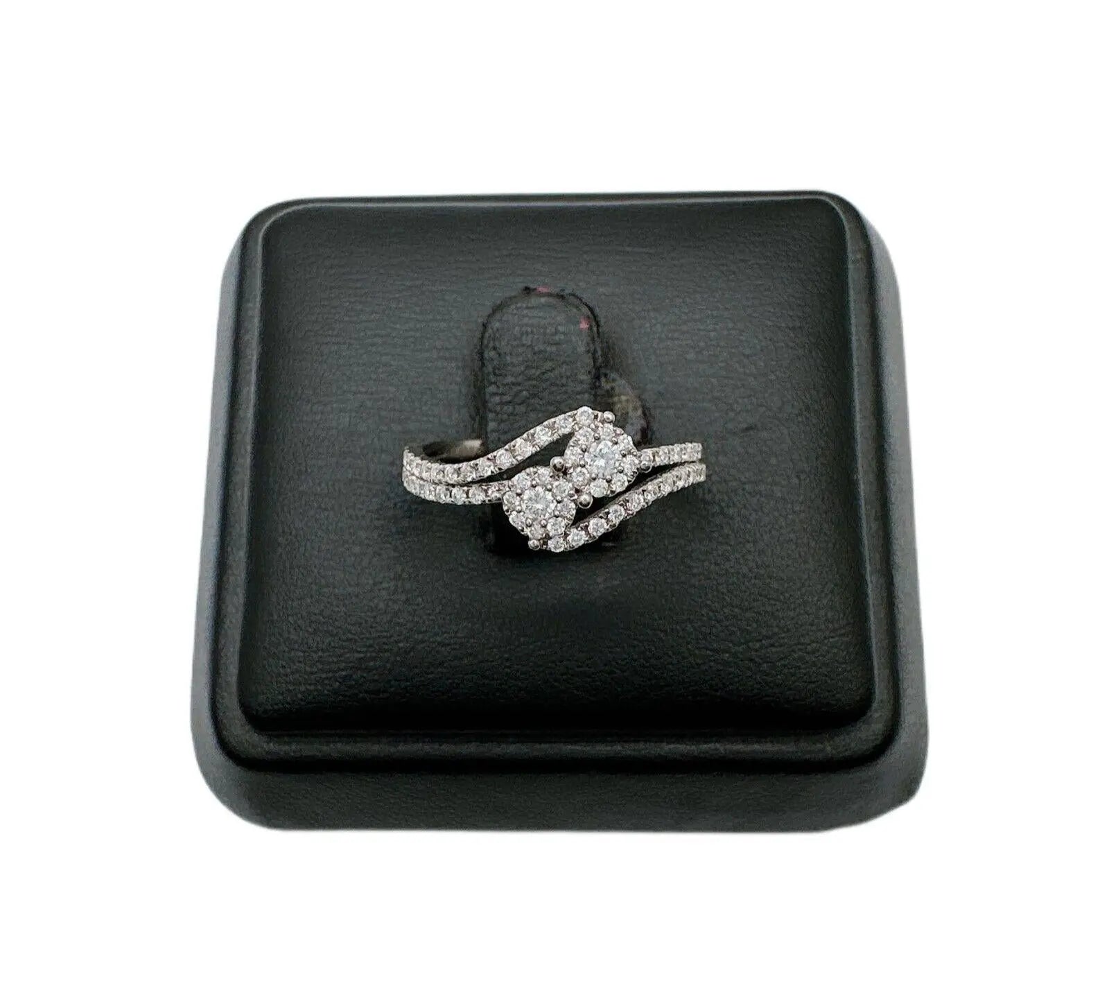 18Carat White Gold Double Row Diamond Cluster Ring 0.40 carats GH SI Hallmark¬† Diamond Ring