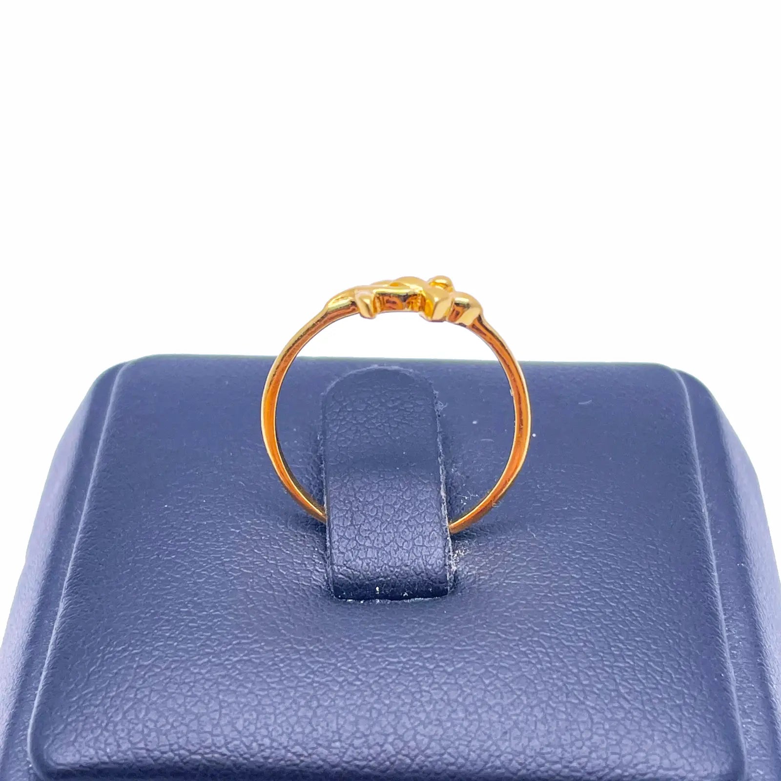 22ct Yellow Gold Polished & Matt Double Flower Minimalist Ring 