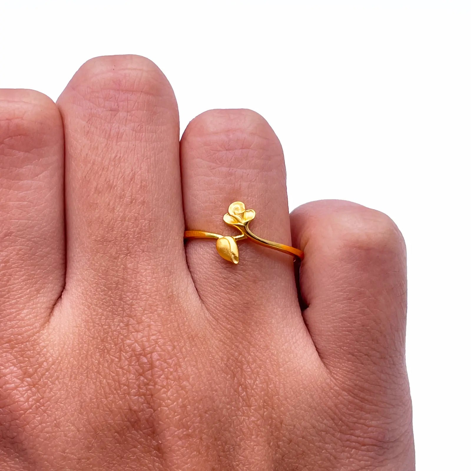 22ct Yellow Gold Polished & Matt Rose Minimalist Ring 