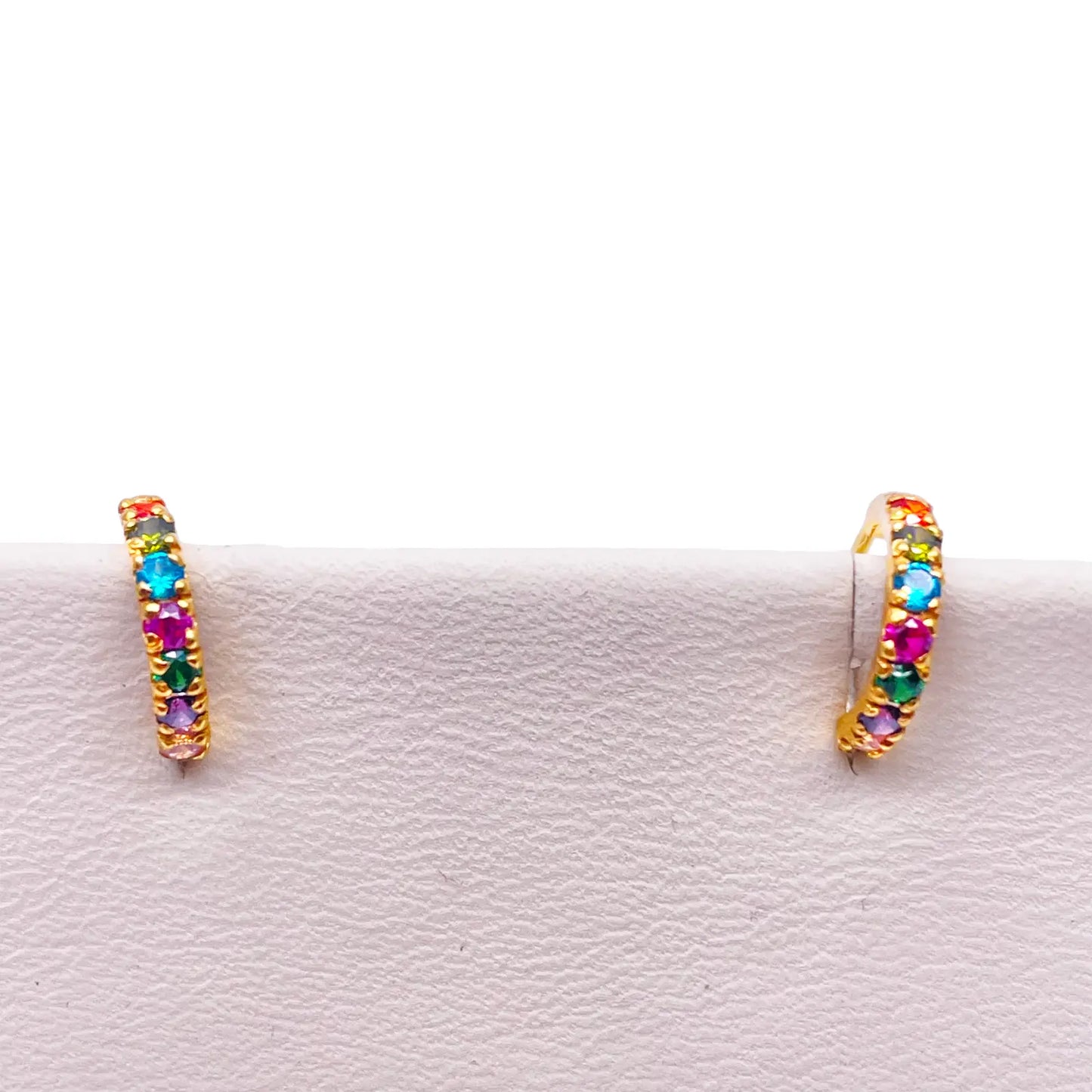 22ct Yellow Gold Rainbow CZ Children's & Adult Tiny Hoop Earrings 10.5mm 