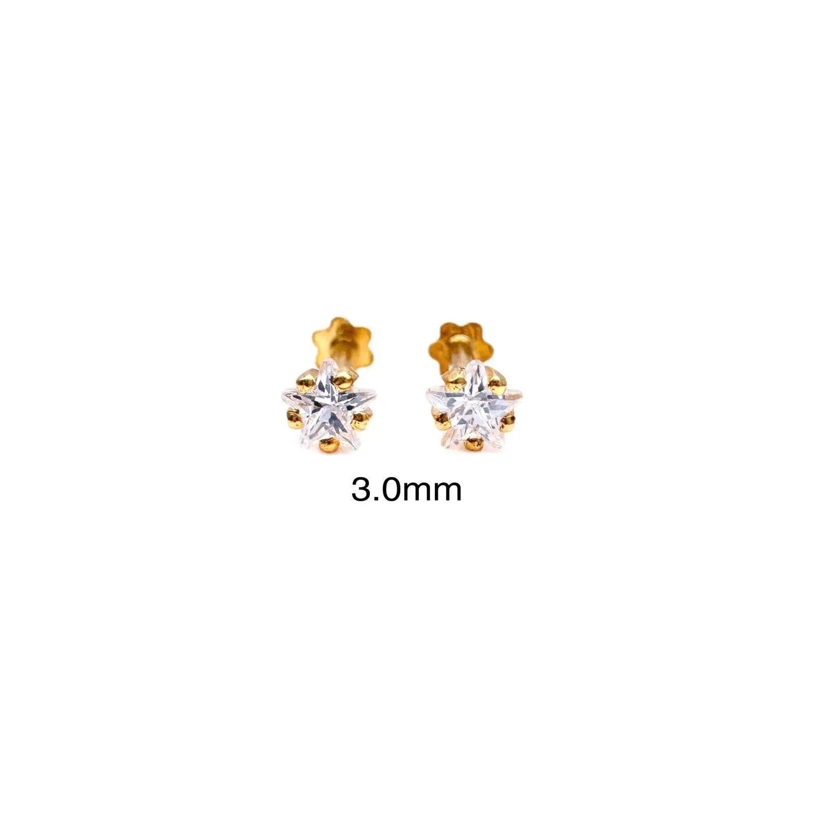 22ct Yellow Gold & Cubic Zirconia Children Stud Earrings Durable Steam 3.0-4.5MM 